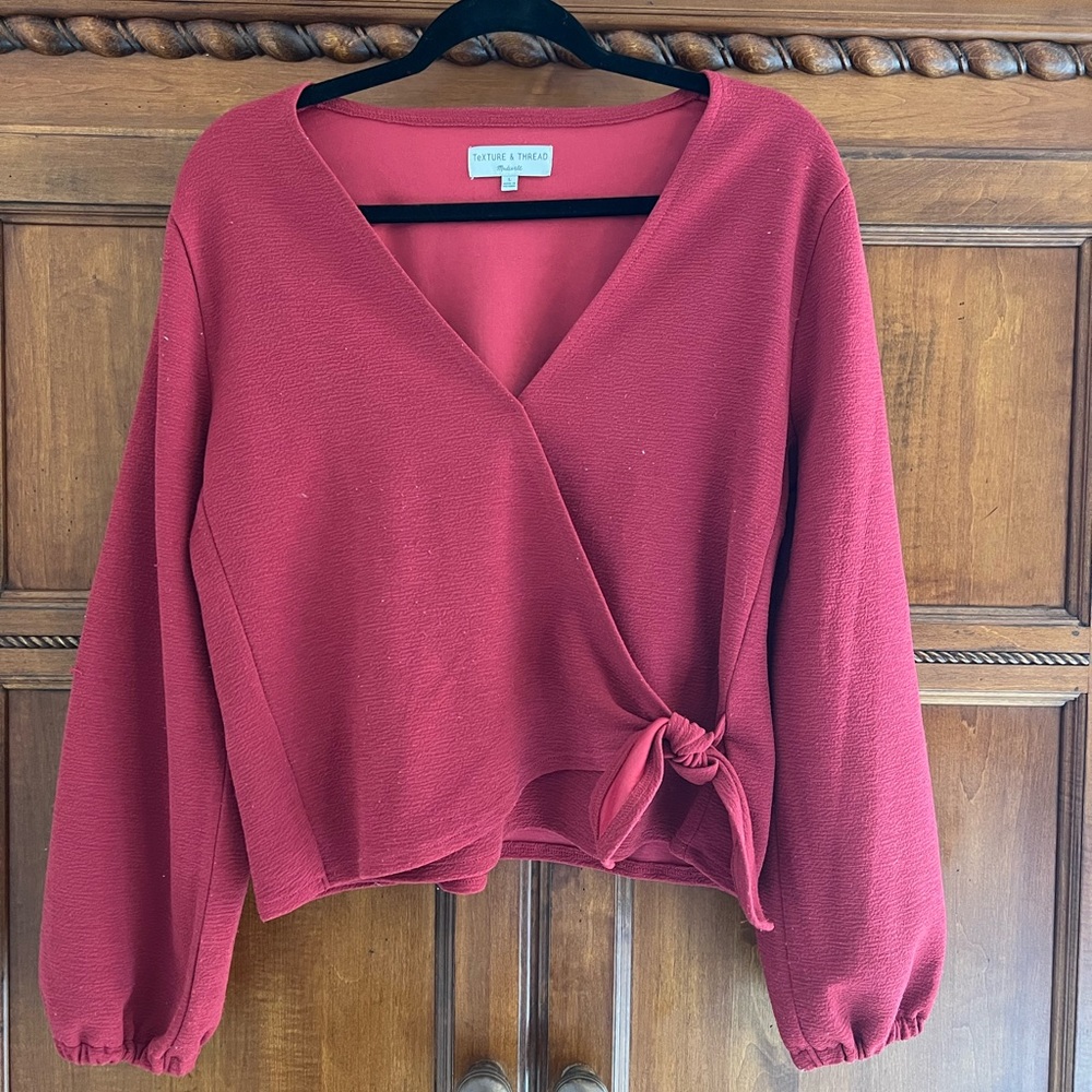 Madewell collab shirt with texture and thread “wrap” shirt